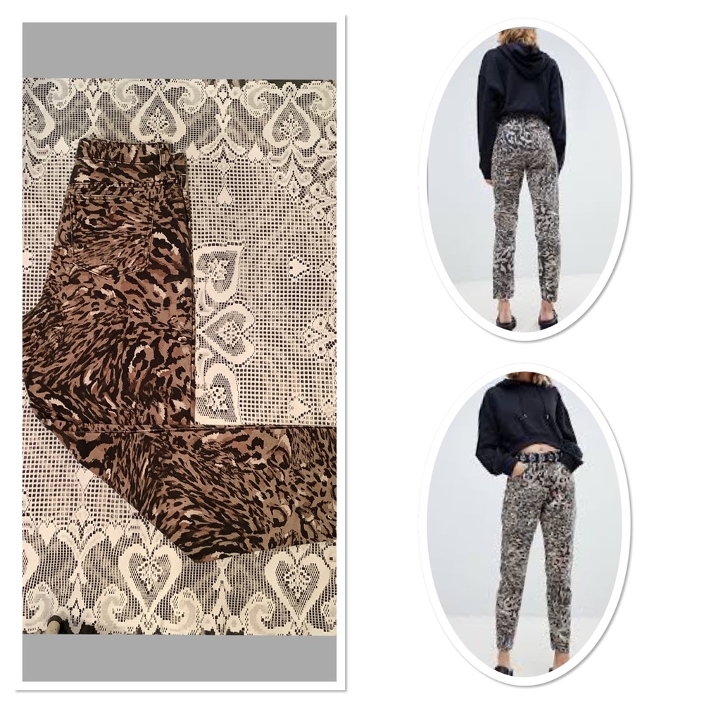 ASOS denim Ritson rigid mom jeans leopard print
